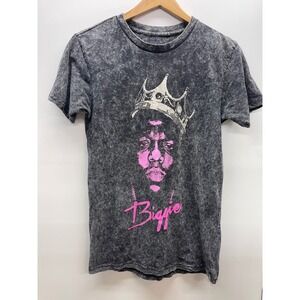 Notorious BIG Biggie Smalls World Tour 97 Acid Wash Graphic T-Shirt Gray Pink S